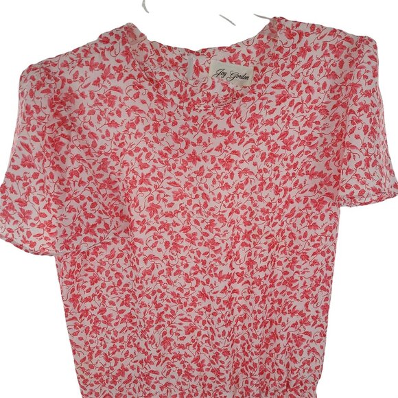 33. Joy Gordon Vintage Floral Print Dress red and white size 12 - Picture 4 of 10